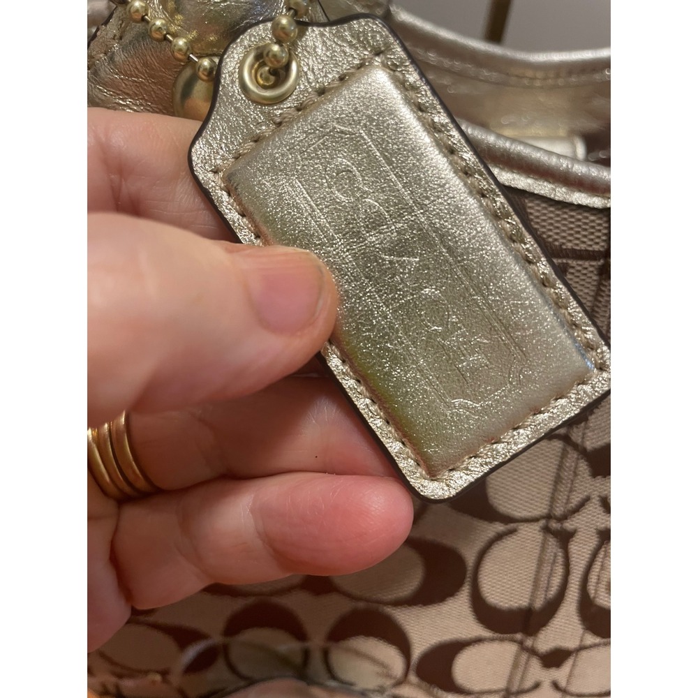 Coach Bleecker Tote Bag Floral Applique Signature Canvas Gold Trim F16276 - Picture 2 of 11